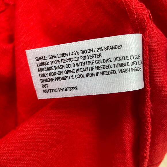 Wild Fable Women's Linen Lace Tie Back Summer Midi Slip Dress Red Size 16 - Picture 4 of 6